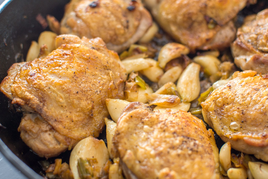 Chicken Thighs with Leeks, Garlic, and Lemon | Pantry To Table